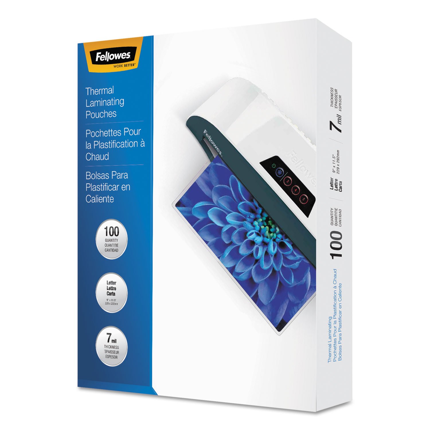 Fellowes Clear Laminating Pouches, 9in x 11 1/2in, 7 Mil Thickness, Glossy, Pack Of 100