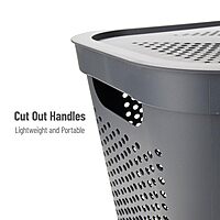 Mind Reader Slim Laundry Hamper with Lid, 60L Ventilated Plastic