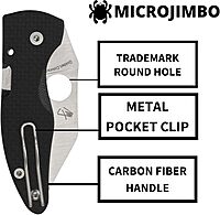 Spyderco MicroJimbo Folding Pocket Knife - CPM S90V Steel with Carbon Fiber Handle, PlainEdge - C264CFP