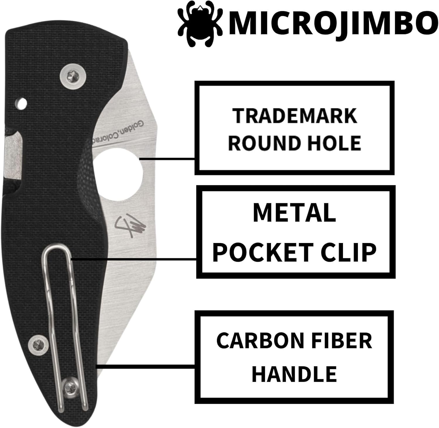Spyderco MicroJimbo Folding Pocket Knife - CPM S90V Steel with Carbon Fiber Handle, PlainEdge - C264CFP