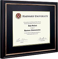 EXCELLO GLOBAL PRODUCTS Photo Document Frame: 11" x 14" with Double Mat Graduation Diploma Certificate Holder Wall Frame