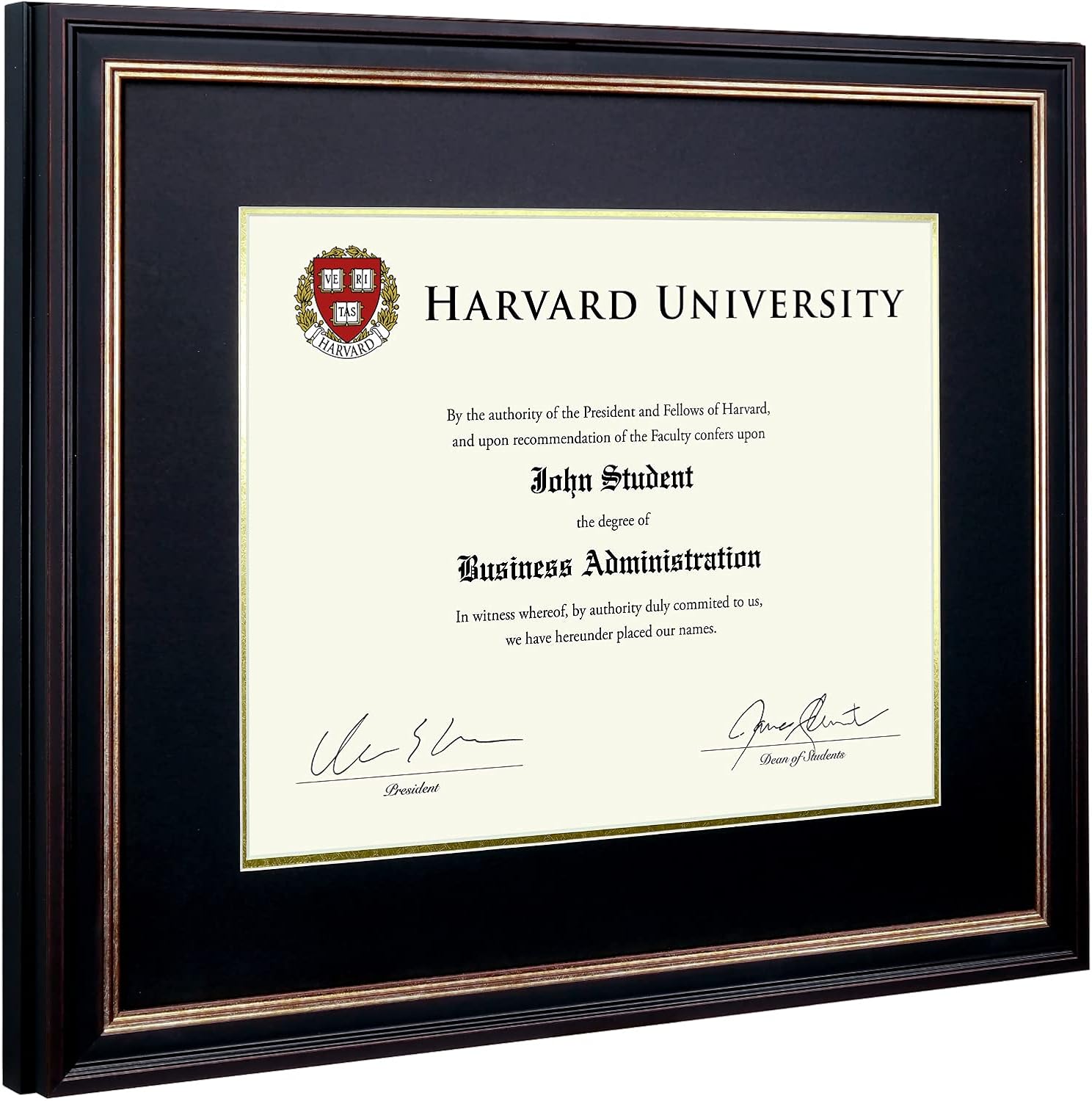 EXCELLO GLOBAL PRODUCTS Photo Document Frame: 11" x 14" with Double Mat Graduation Diploma Certificate Holder Wall Frame
