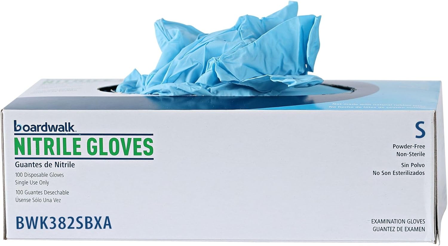 Boardwalk Disposable Examination Nitrile Gloves, Small, Blue, 5 mil, 100/Box