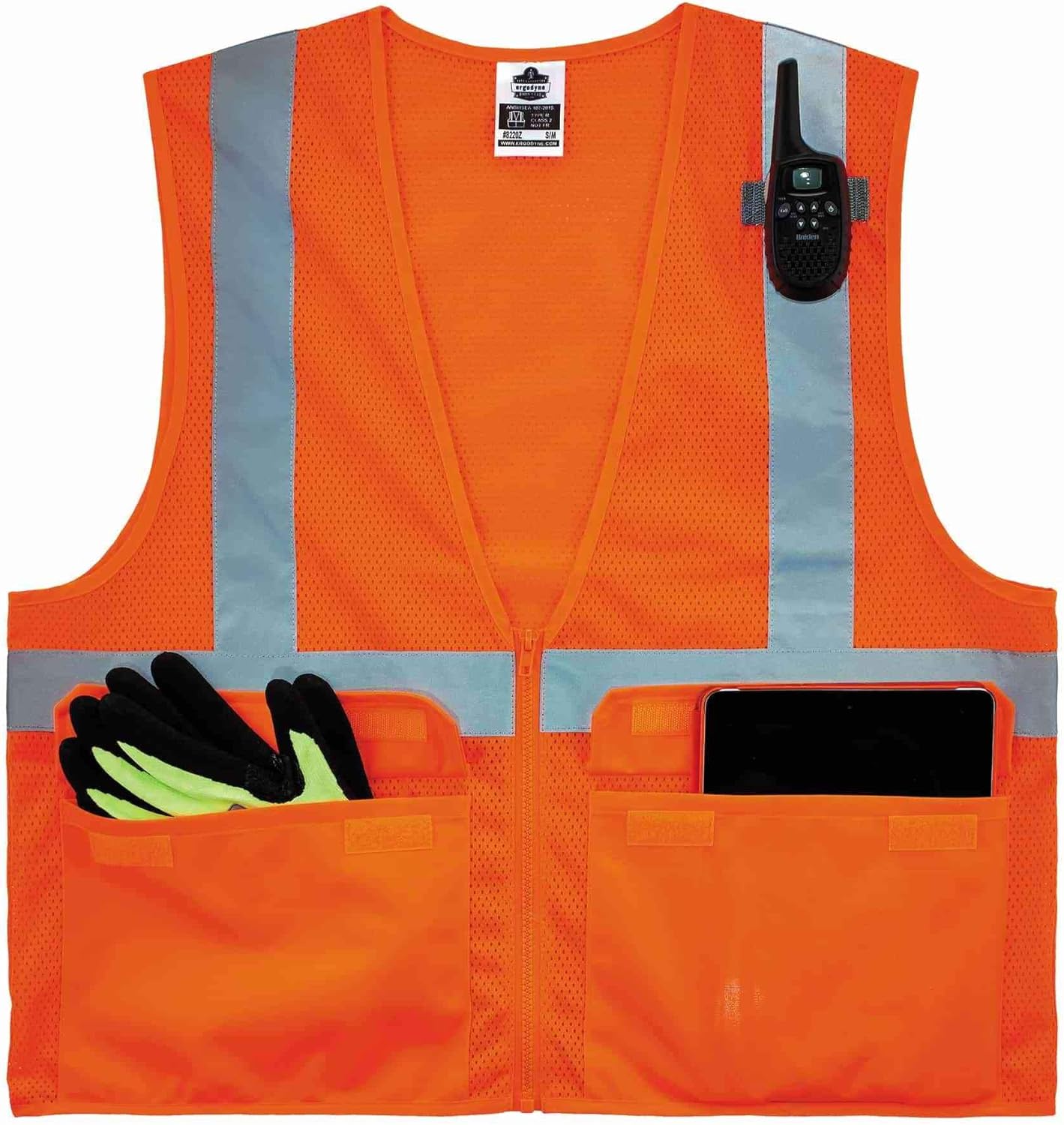 Ergodyne GloWear 8220Z High Visibility Reflective Safety Vest, ANSI/ISEA 107 Class 2, Zipper Closure