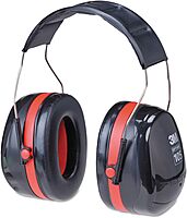 3M H10A Peltor Optime 105 High Performance Ear Muffs, Black/Red, One Pair