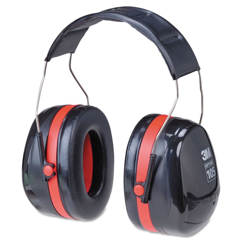 3M H10A Peltor Optime 105 High Performance Ear Muffs, Black/Red, One Pair