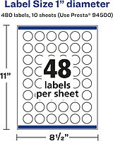 Avery Glossy Clear Round Labels, Sure Feed Technology, 1" Diameter, Print-to-The-Edge, Laser/Inkjet Printable