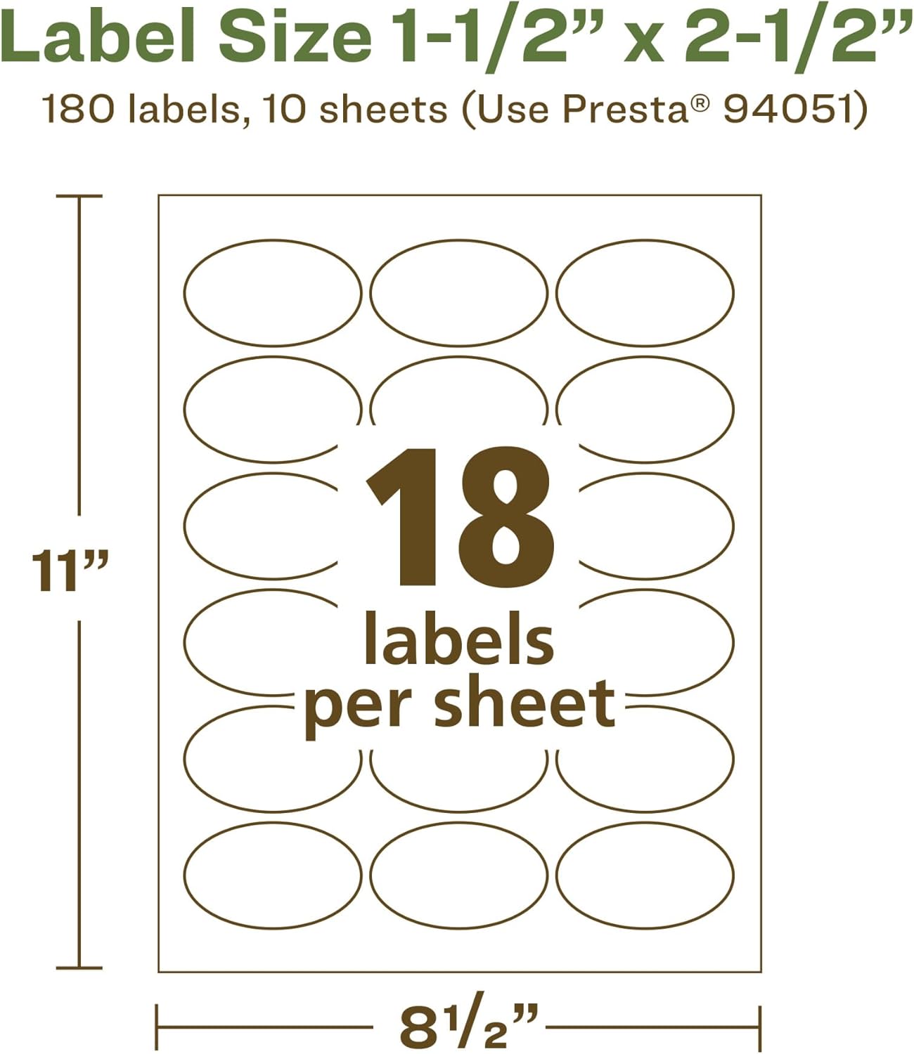AVERY EcoFriendly Recycled Matte White Oval Labels