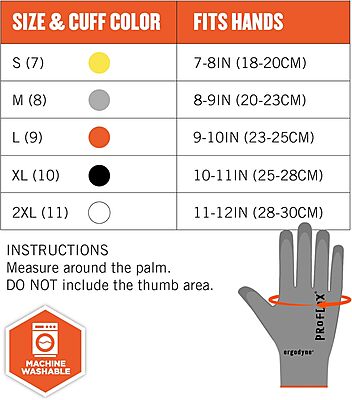 Ergodyne ProFlex 7024 Cut Resistant Work Gloves, ANSI A2, PU Coated Palms
