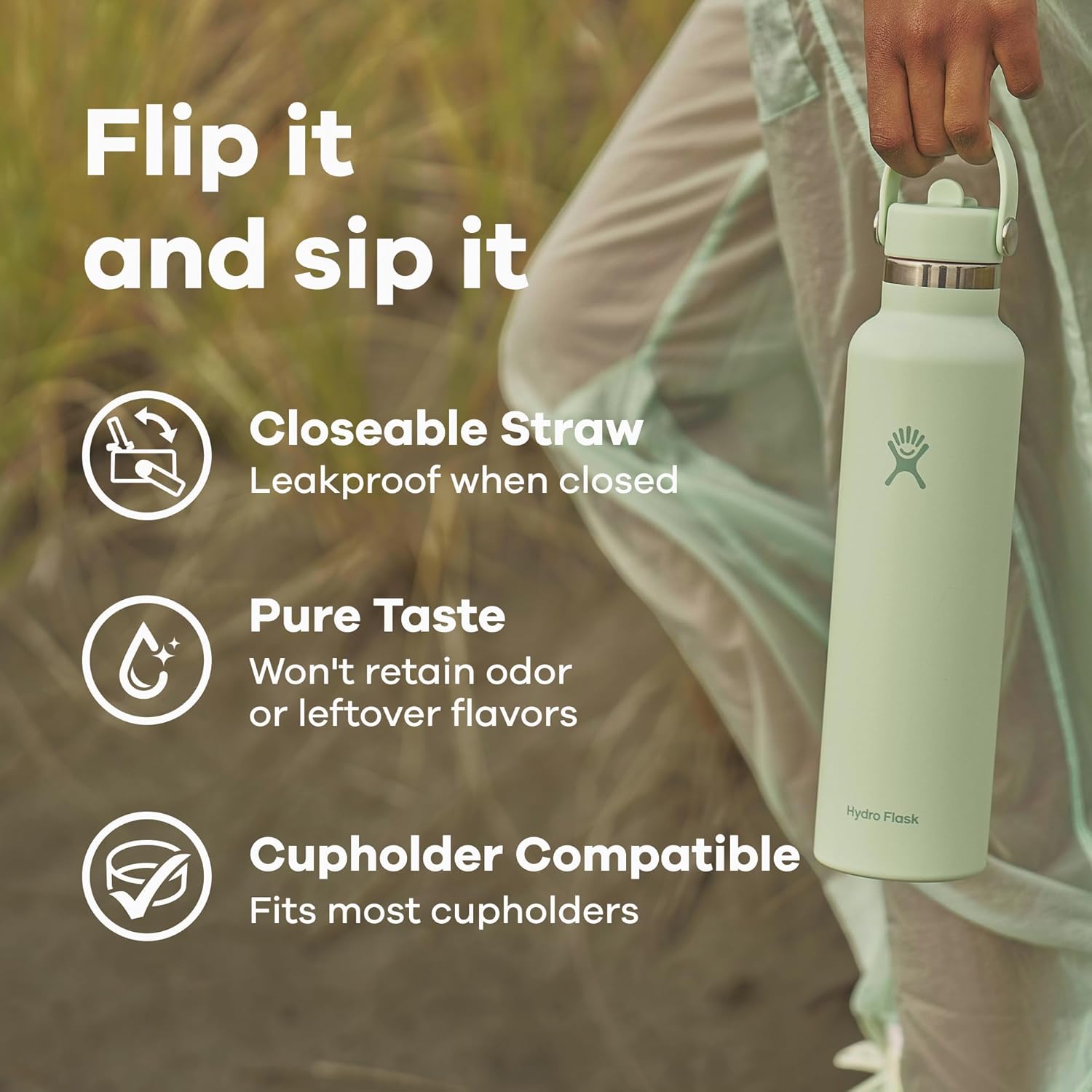 Hydro Flask Insulated Stainless Steel Water Bottle with Flex Straw Cap
