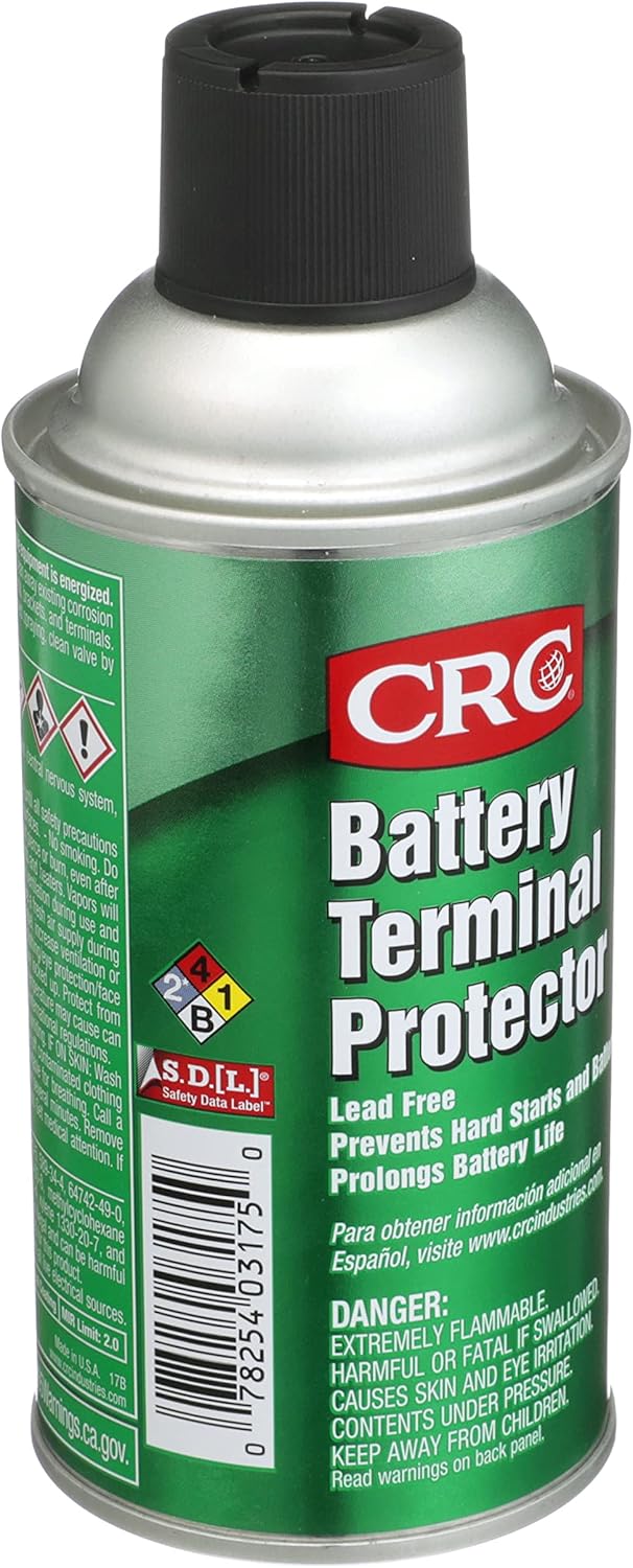 CRC Battery Terminal Protector, 7.5 Wt Oz, Lead-Free, Enhances Battery Life, Prevents Corrosion-Related Leakage