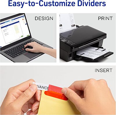 Avery 8-Tab Binder Dividers, Insertable Multicolor Big Tabs, 1 Set (11111)