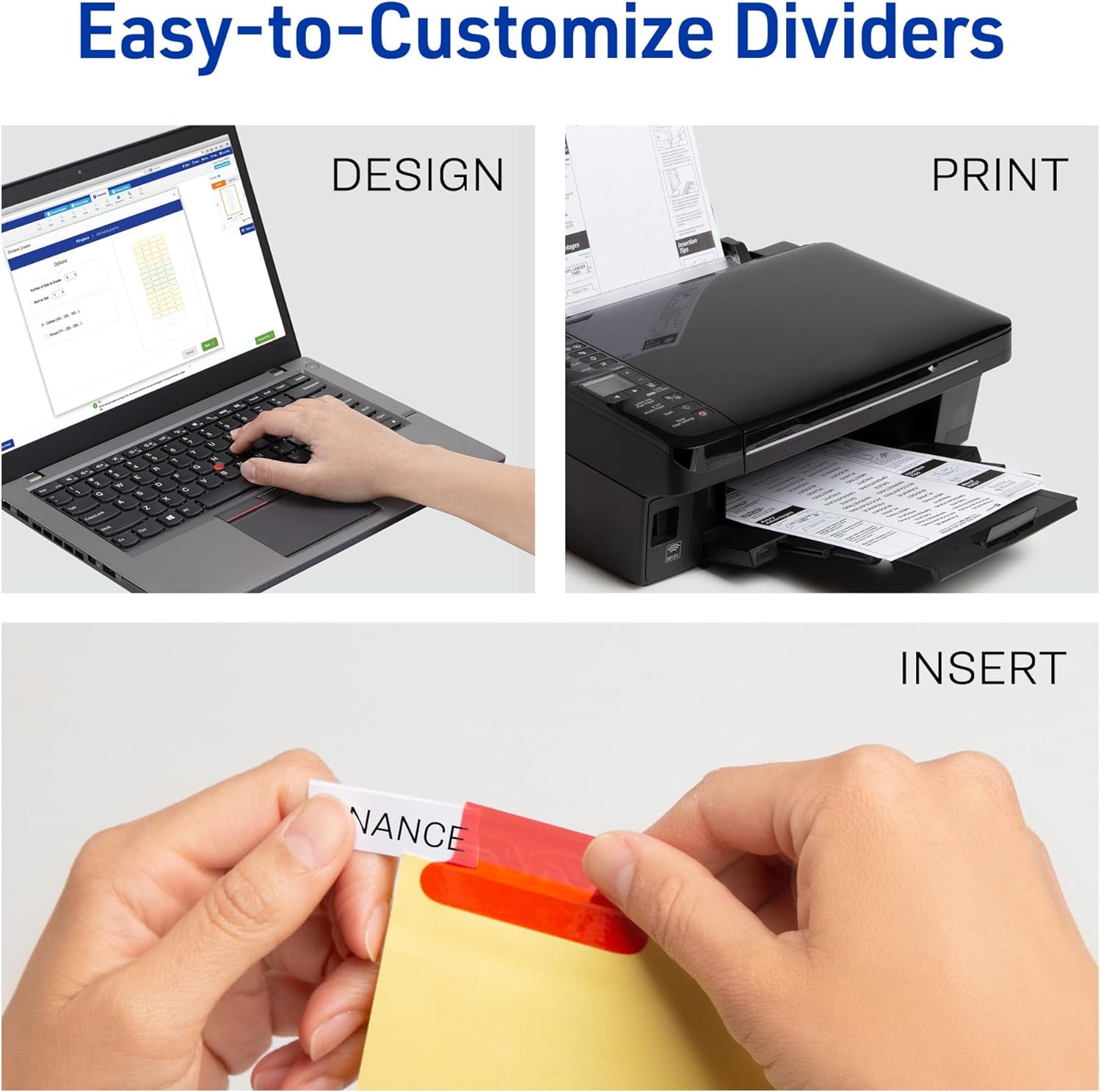 Avery 8-Tab Binder Dividers, Insertable Multicolor Big Tabs, 1 Set (11111)