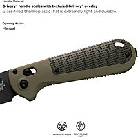 Benchmade - Redoubt Plain Edge Folding Knife with Ranger Green/Forest Grivory Handle (431BK-1)
