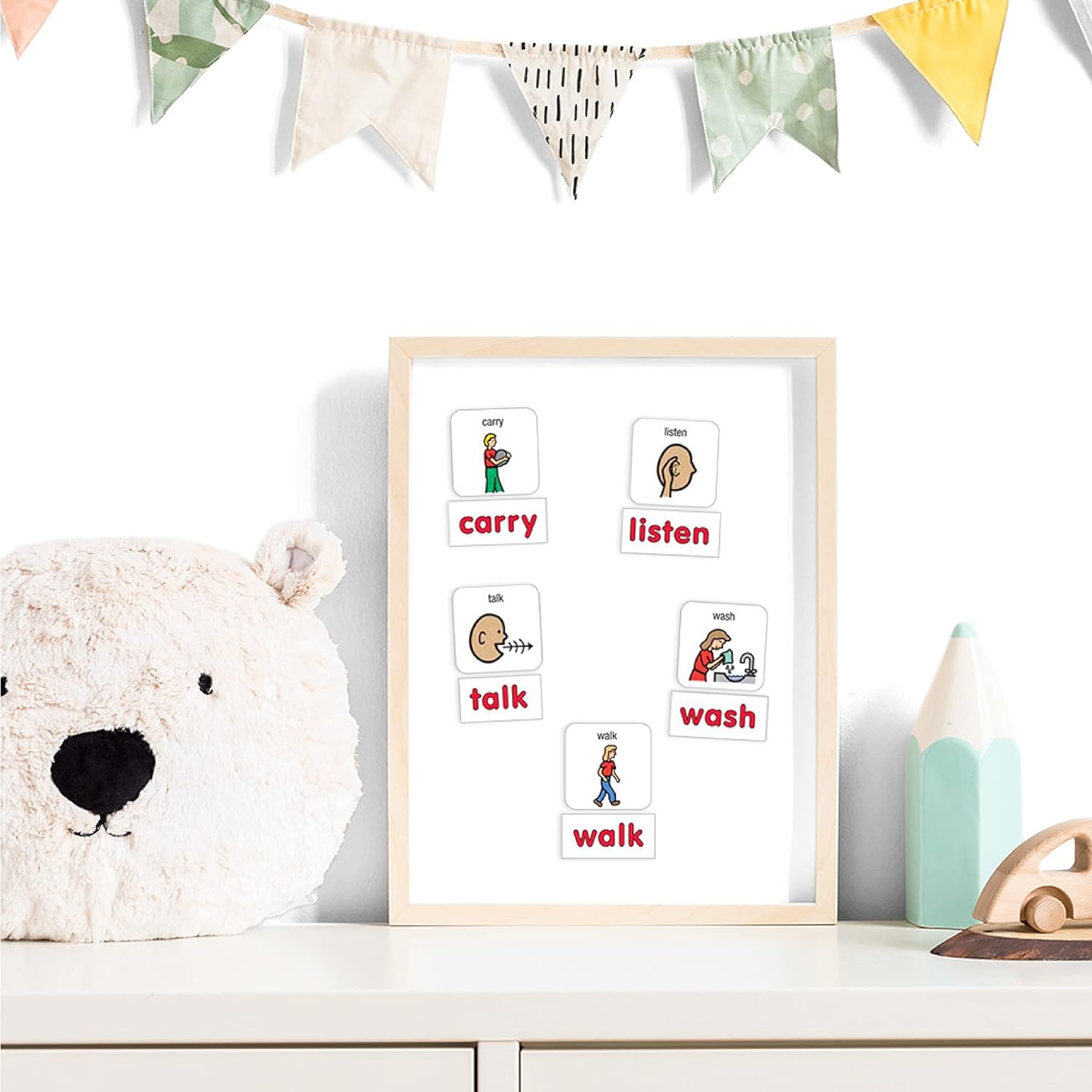 BARKER CREEK Learning Magnets, Picture Communication Symbol (PCS) Word Magnets