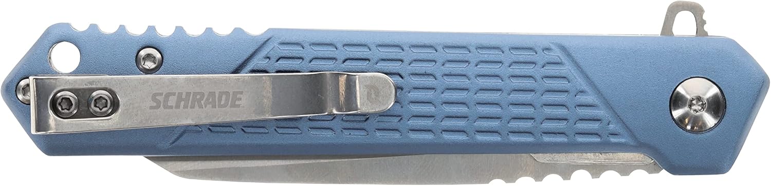 Schrade Delta Class Inert 7.5in with 3.25in AUS-8 Steel Blade and Aluminum Handle for EDC, Blue
