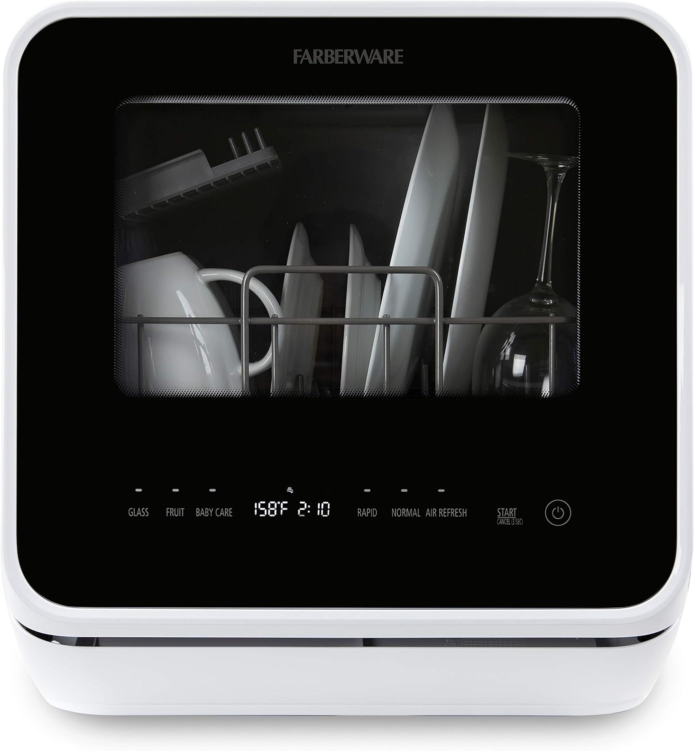 Farberware FDW05ASBWHA Complete Portable Countertop Dishwasher with 5-Liter Built-in Water Tank, 5 Programs, Baby Care