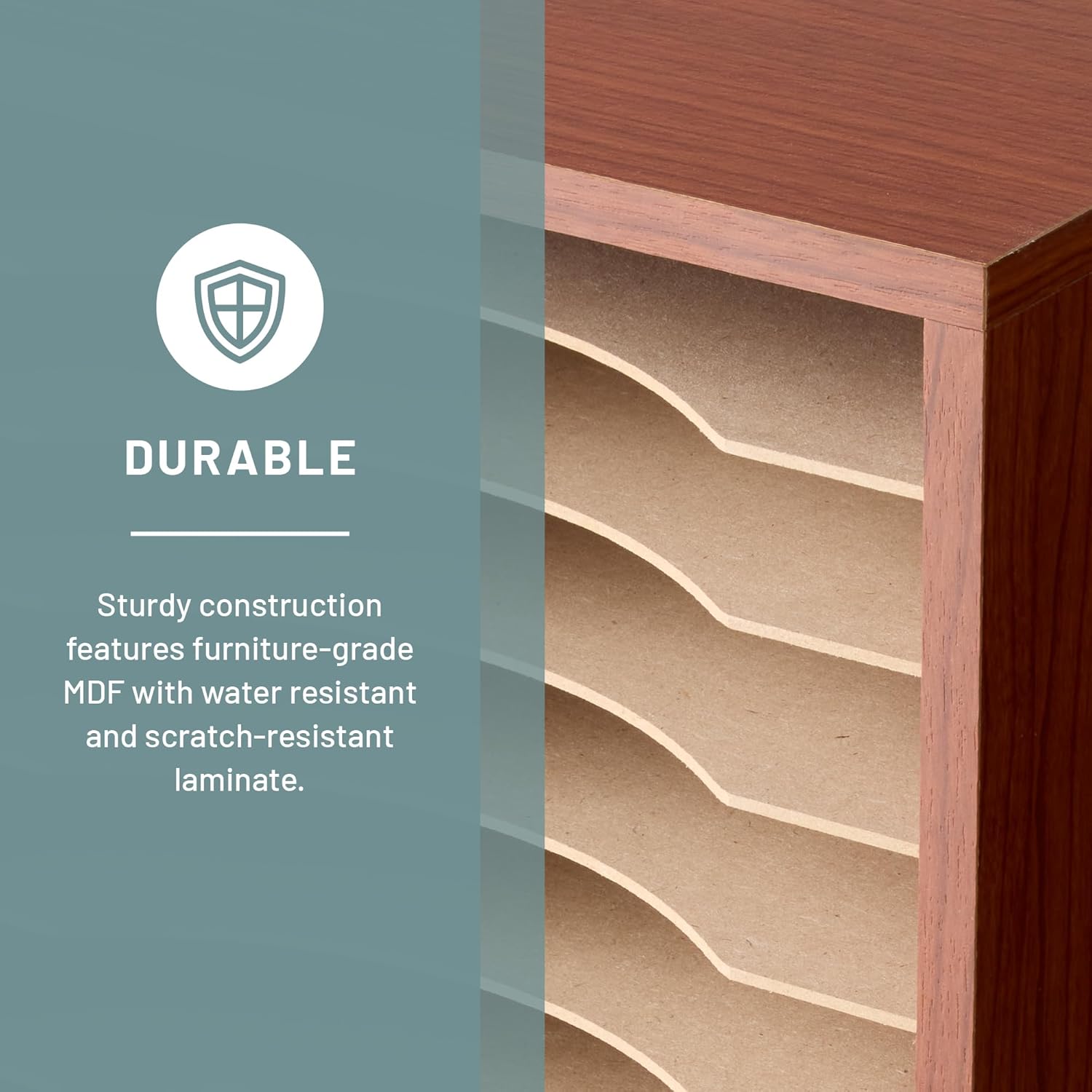 Safco Vertical Literature Organizer, 11-Compartment Wood Desktop Sorter