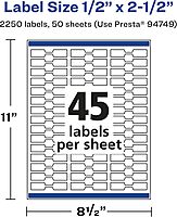 Avery Glossy Clear Barbell Labels, Sure Feed Technology, 0.5" x 2.5"