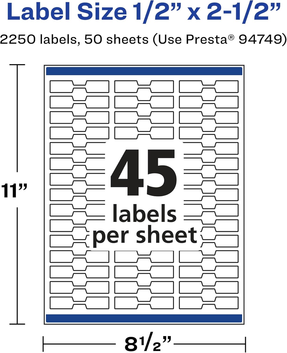 Avery Glossy Clear Barbell Labels, Sure Feed Technology, 0.5" x 2.5"