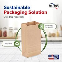 Duro ID# 18405 5# SOS Bag 35# 100% Recycled Natural Kraft, Pack of 500