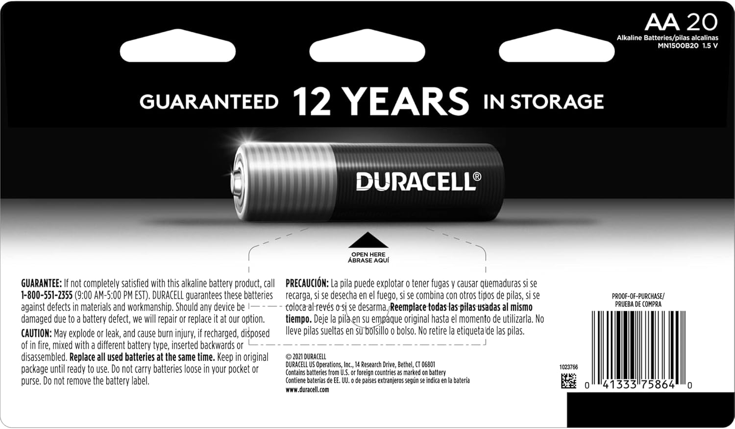Duracell Coppertop AA Batteries with Power Boost Ingredients, 20 Count Pack Double A Battery with Long-lasting Power