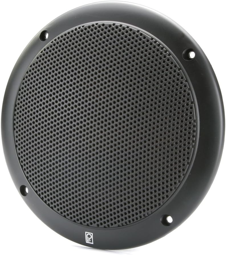 Poly-Planar MA-4056 6" Round Flush-Mount Marine Speakers (Pair) - Black