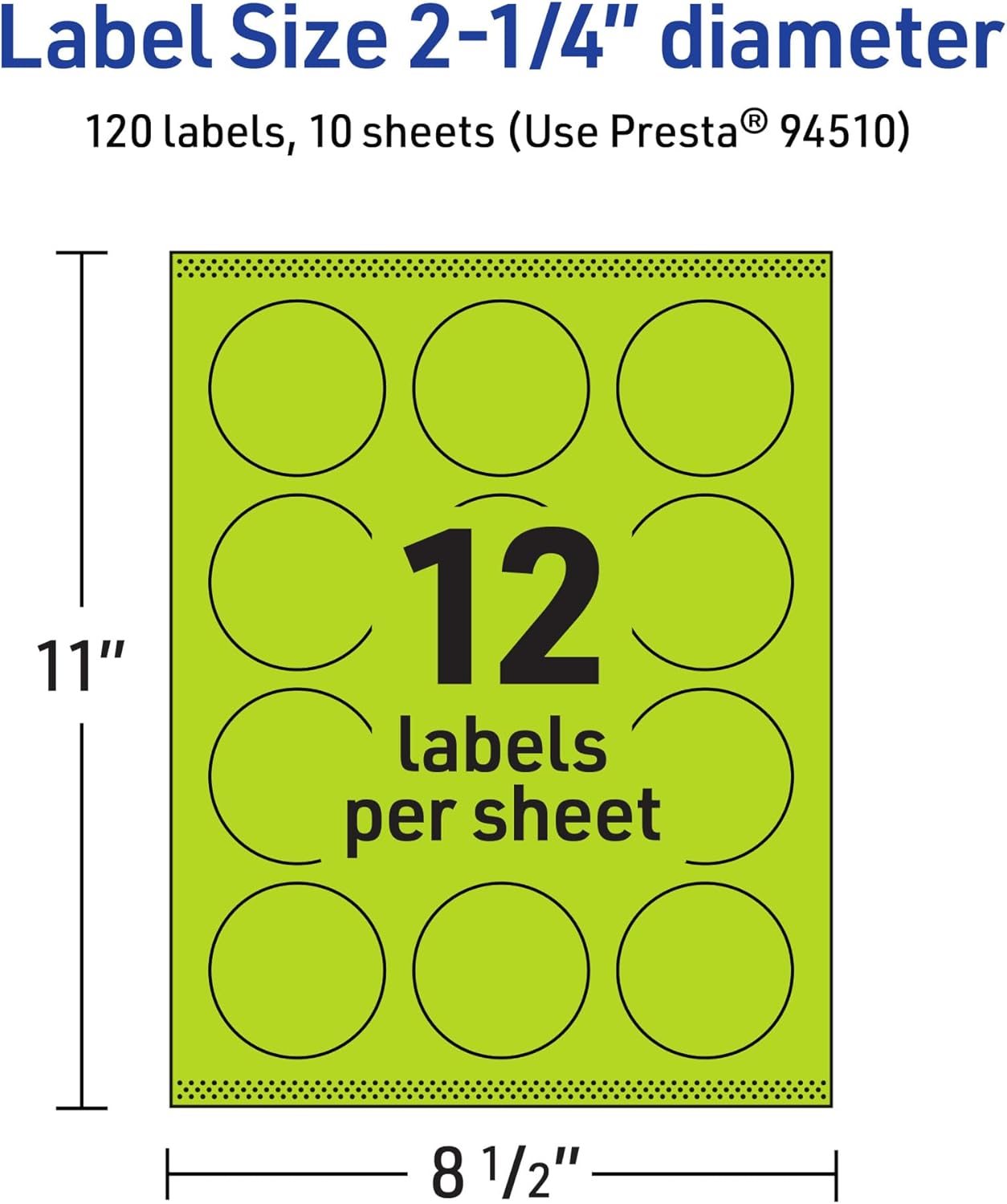 Avery Printable Round Labels, Sure Feed Technology, 2-1/4" Diameter, Bright Green, Print-to-the-Edge, Laser/Inkjet Printable