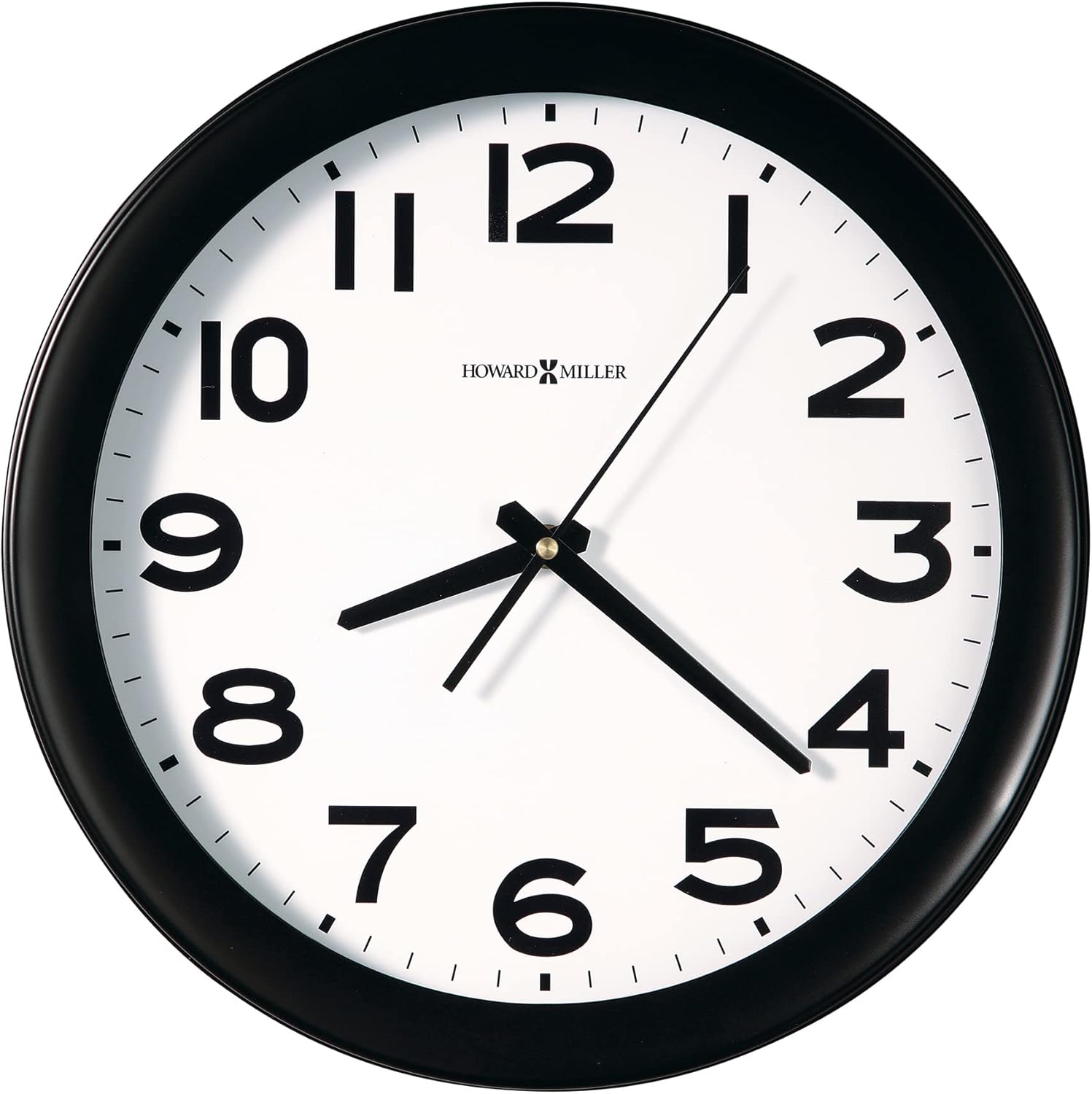 Howard Miller Kenwick Wall Clock, Black Case Classic Round Design with White Dial Optical Crystal Glass