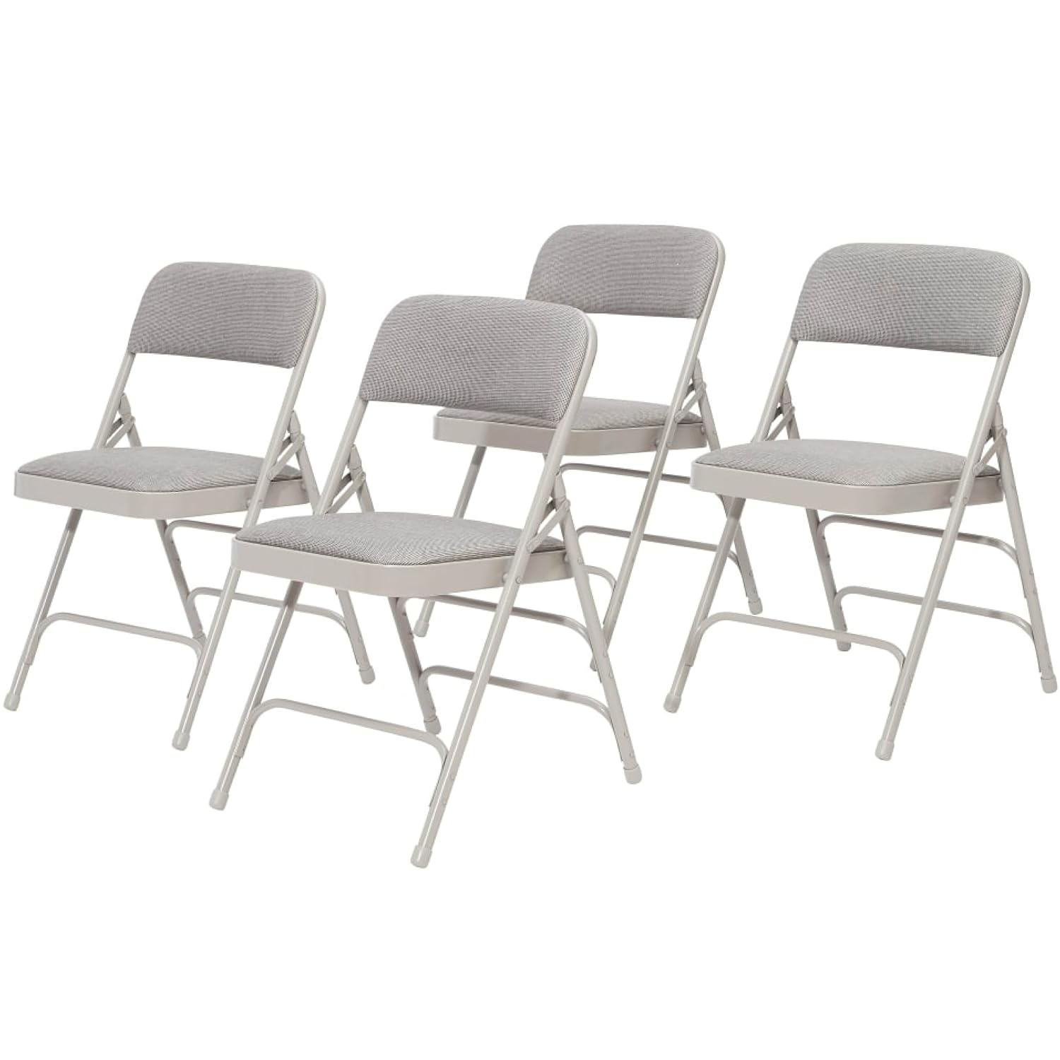 National Public Seating 2302 Deluxe Fabric Upholstered Triple Brace Double Hinge Premium Folding Chair, Graystone Surface