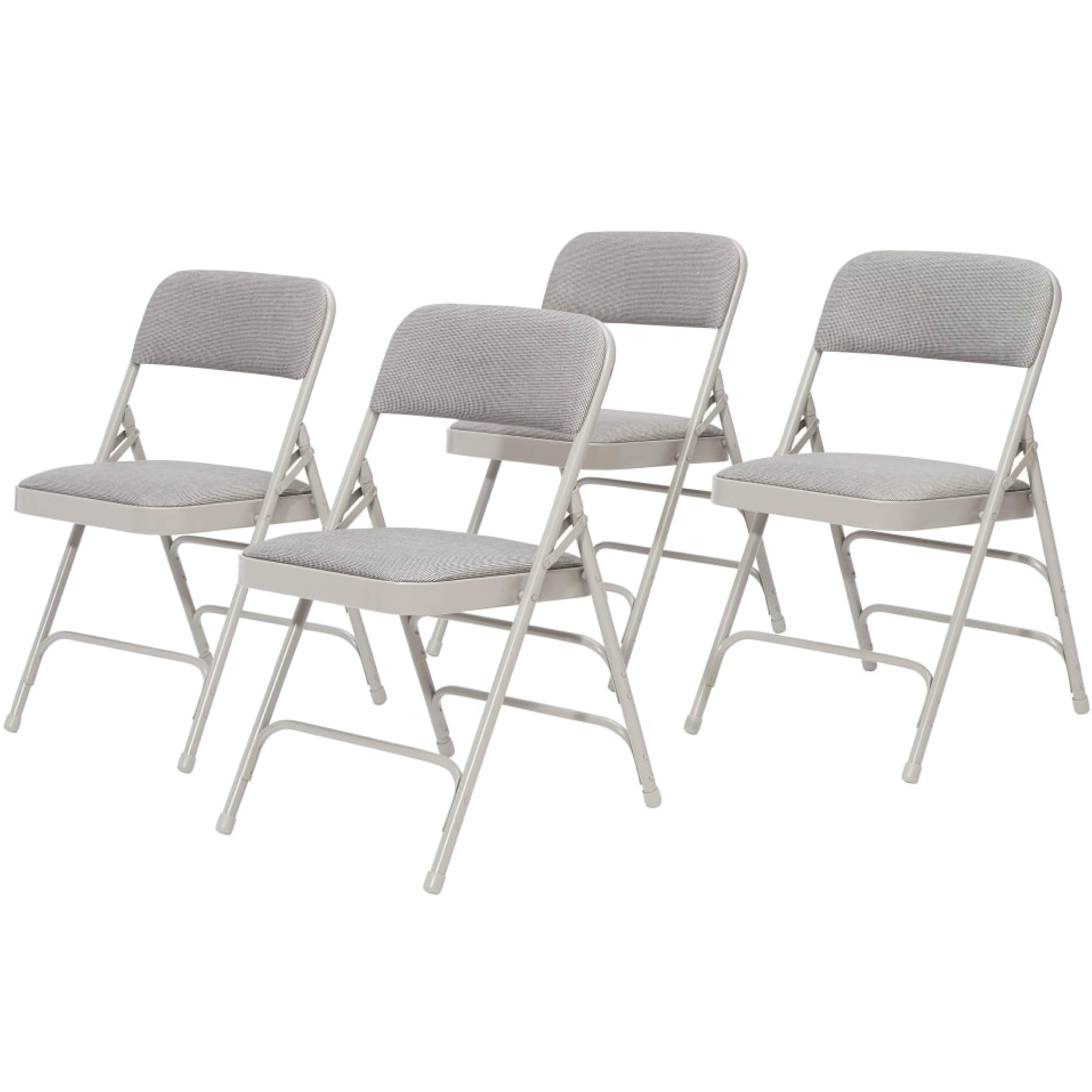 National Public Seating 2302 Deluxe Fabric Upholstered Triple Brace Double Hinge Premium Folding Chair, Graystone Surface