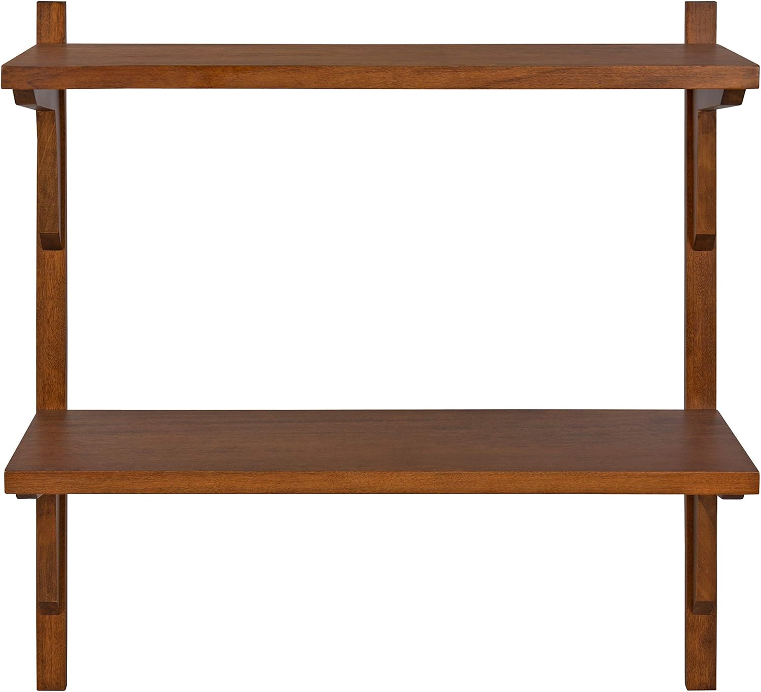 Kate and Laurel Meridien Mid-Century Wall Shelves, 24" x 8" x 24", Walnut