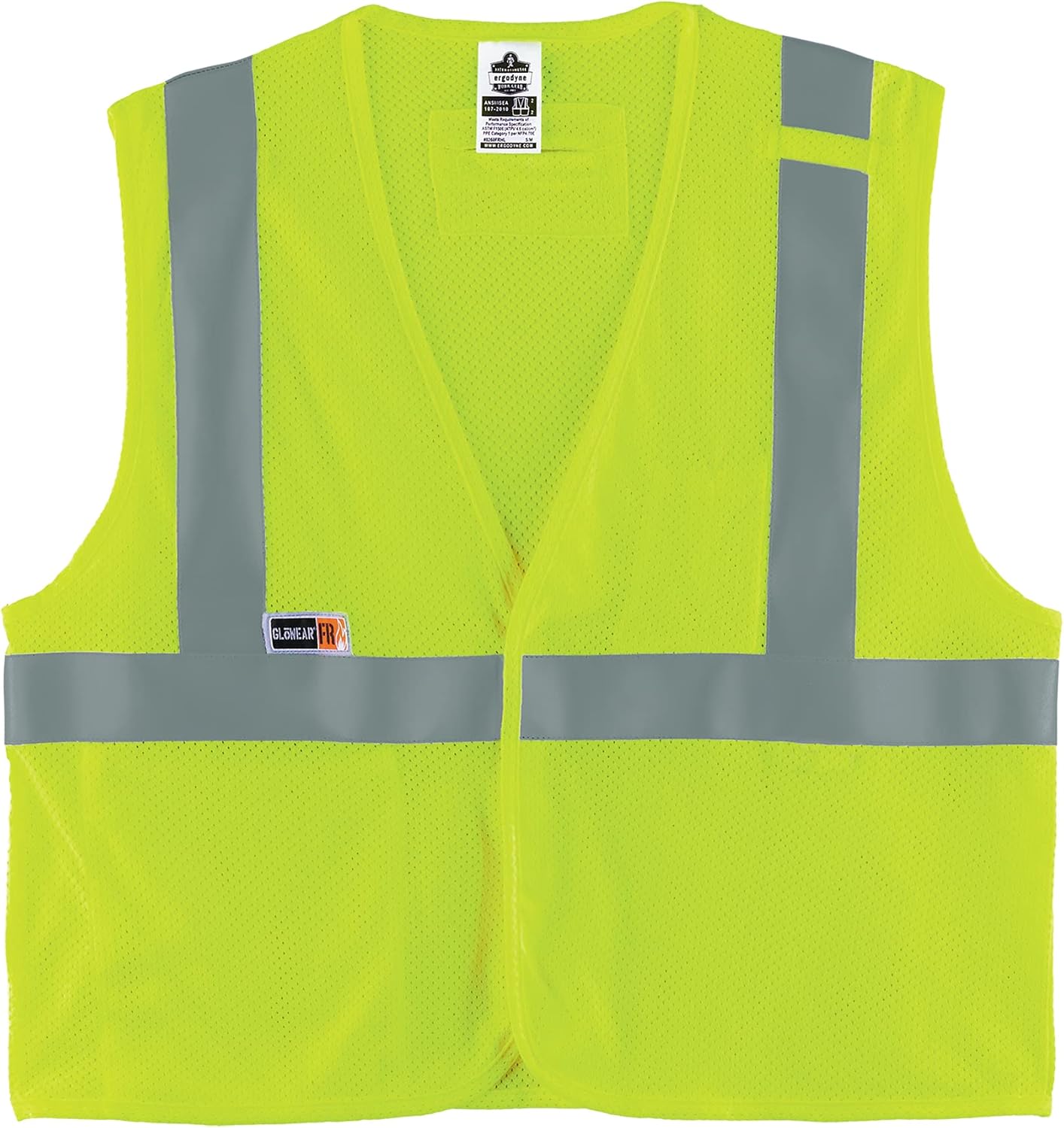 Ergodyne GloWear 8263FRHL Flame Resistant Safety Vest, High Visibility Modacrylic Breathable Mesh, FR Reflective Tape