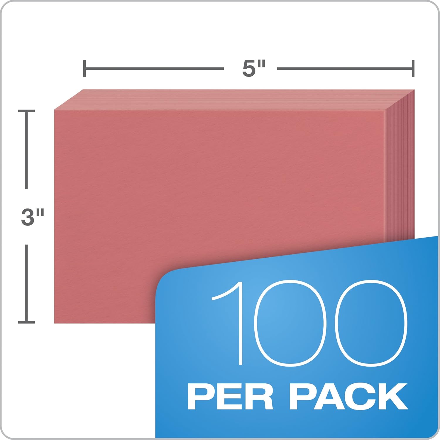 Oxford Blank Color Index Cards, 3" x 5", Cherry, 100 Per Pack (7320 CHE) 100 Count (Pack of 1)