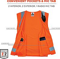 Ergodyne GloWear 8249Z Hi-Vis Surveyor Safety Vest, Solid Front Mesh Back, Type R Class 2