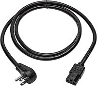 Tripp Lite Desktop Computer Power Cord, Right-Angle 5-15P to C13 - Heavy Duty, 15A, 125V, 14 AWG, 6 ft, Black (P007-006-15D)