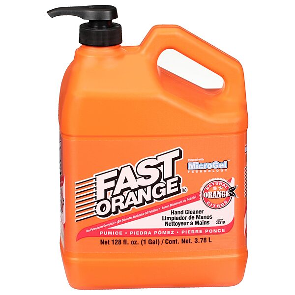 Fast Orange 25219 Pumice Lotion, Heavy Duty Hand Cleaner, Natural Citrus Scent, Waterless Cleaner For Mechanics, Strong Grease Fighter, 1 Gallon 128 Ounce (Pack of 1) Pumice