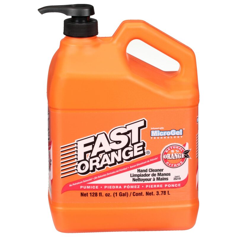 Fast Orange 25219 Pumice Lotion, Heavy Duty Hand Cleaner, Natural Citrus Scent, Waterless Cleaner For Mechanics, Strong Grease Fighter, 1 Gallon 128 Ounce (Pack of 1) Pumice