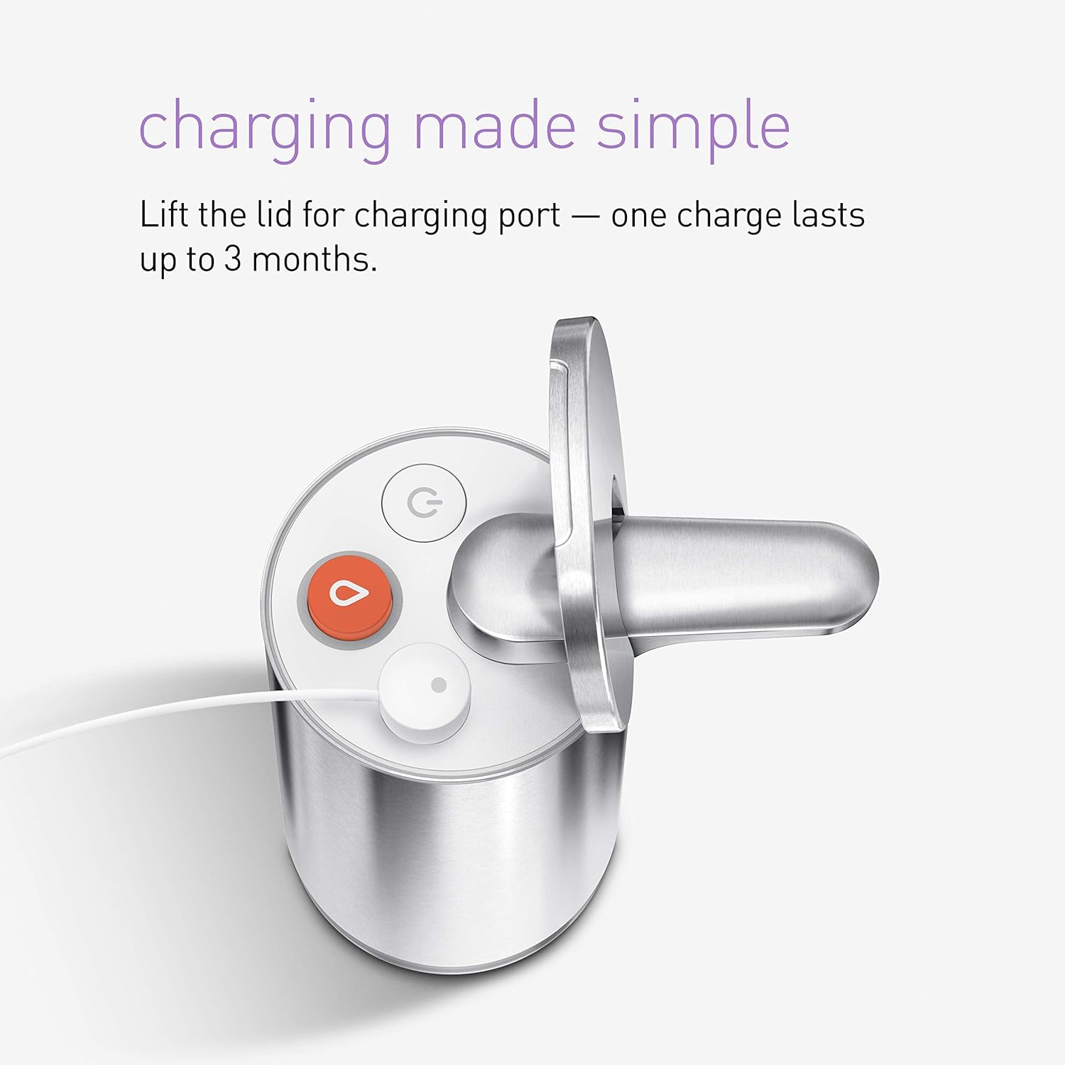 simplehuman Foam Sensor Pump Touchless Soap Dispenser, Rechargeable, Refillable Cartridge Included