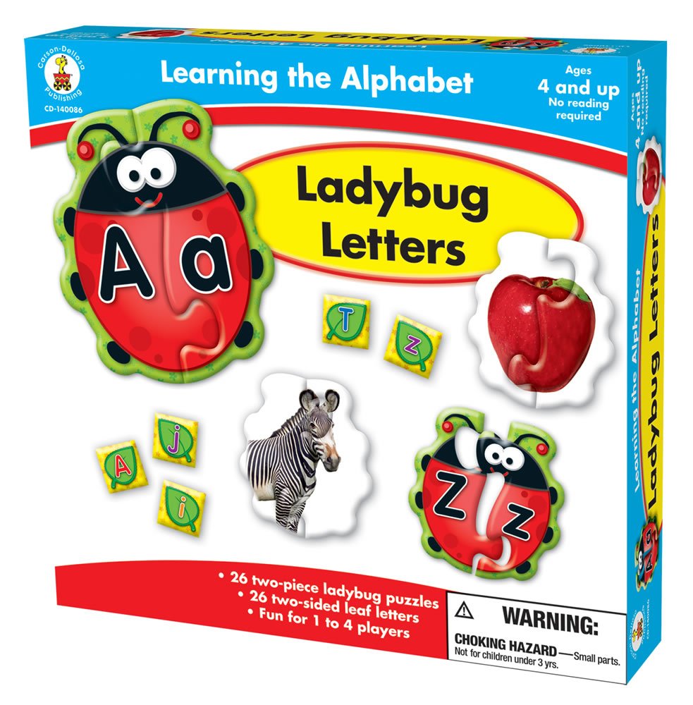 Carson Dellosa Lady Bug Letters Game, 26 2-Sided Ladybugs and Leaves Alphabet Puzzle