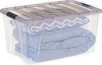 IRIS USA 72 Quart Stack & Pull Clear Storage Box, Gray, 3 Pack