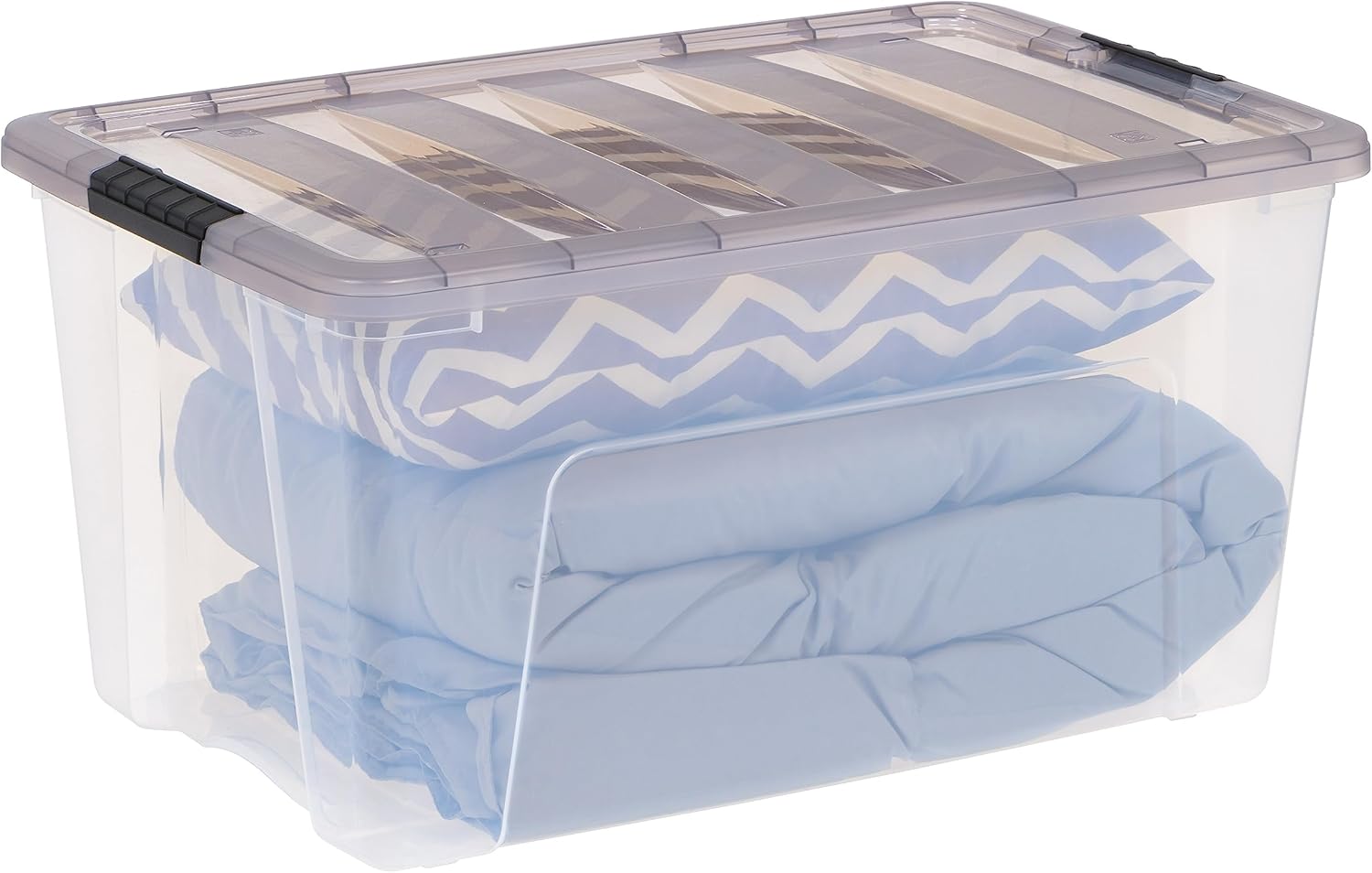 IRIS USA 72 Quart Stack & Pull Clear Storage Box, Gray, 3 Pack