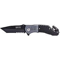 CAMPCO HUMVEE Tactical Recon 8 Pocket Knife with Spring Assist, Tactical Gear, Folding Knife, Serrated Stainless Steel Blade, Pocket Clip, Survival Knife, EDC, Black Handle, Combo Edge