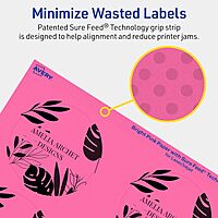 Avery Bright Pink 3 in Round Printable Labels with Sure Feed Technology