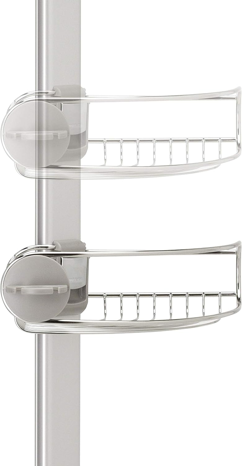 simplehuman 9' Tension Pole Shower Caddy, Stainless Steel and Anodized Aluminum 9 ft