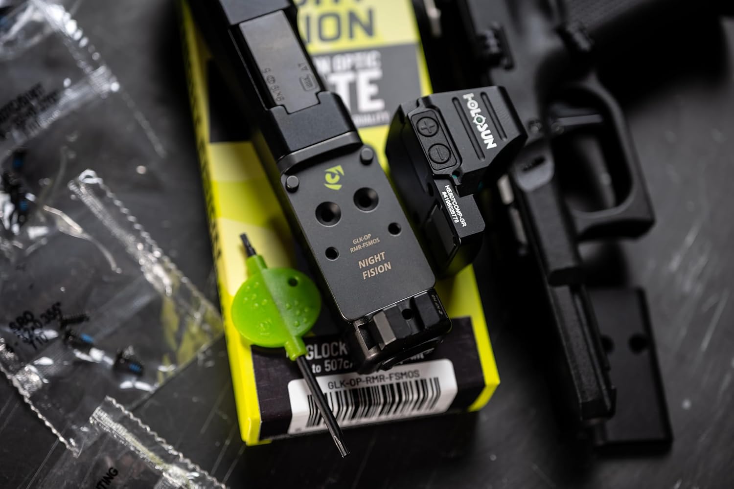 Night Fision Optic 17-4 Stainless Steel Handgun Mounting Plates for Red Dot Sights | Extra Screws - 507C/RMR