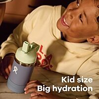 HYDRO FLASK Kids Water Bottle - 12 oz Stainless Steel Insulated with Straw Cap