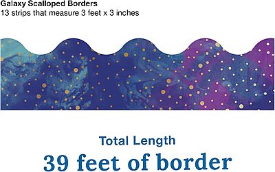 Carson Dellosa Galaxy Bulletin Board Borders, 39 Feet of Scalloped Marble, Gold Dot Classroom Borders for Bulletin Board
