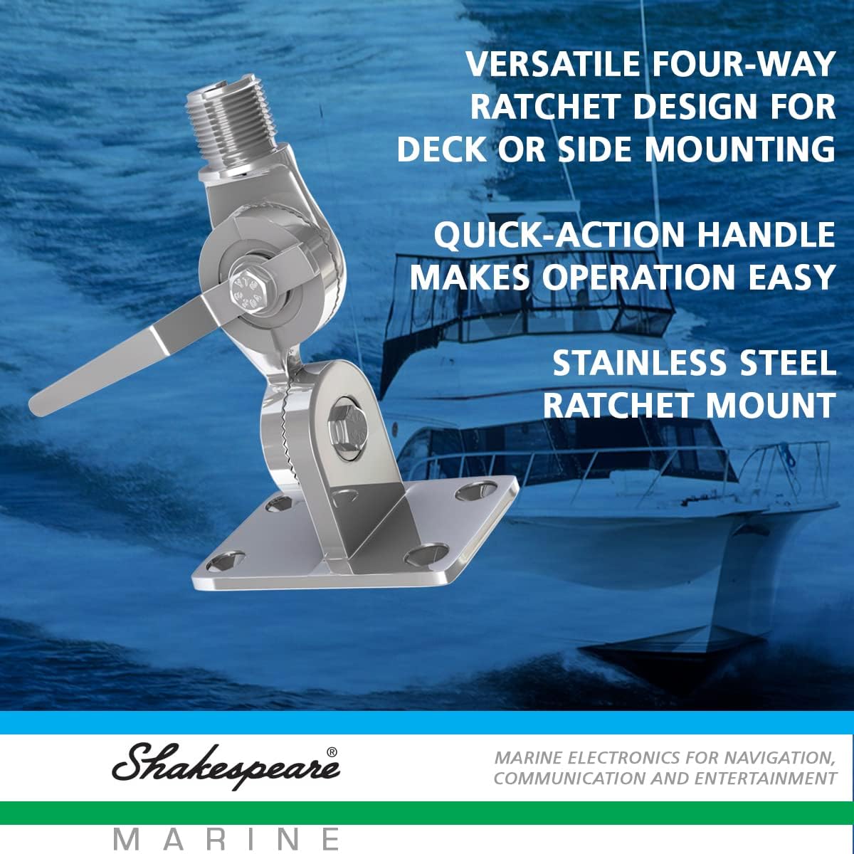 Shakespeare 4187HD Stainless Steel Heavy Duty Ratchet Mount