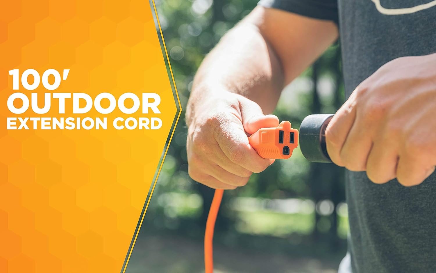 Heavy Duty Outdoor vinyl Power Extension Cord SJTW, Orange, 16/3, 100 FT. 100-Feet